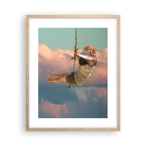 Póster en marco roble claro - Jugando en las nubes - 40x50 cm