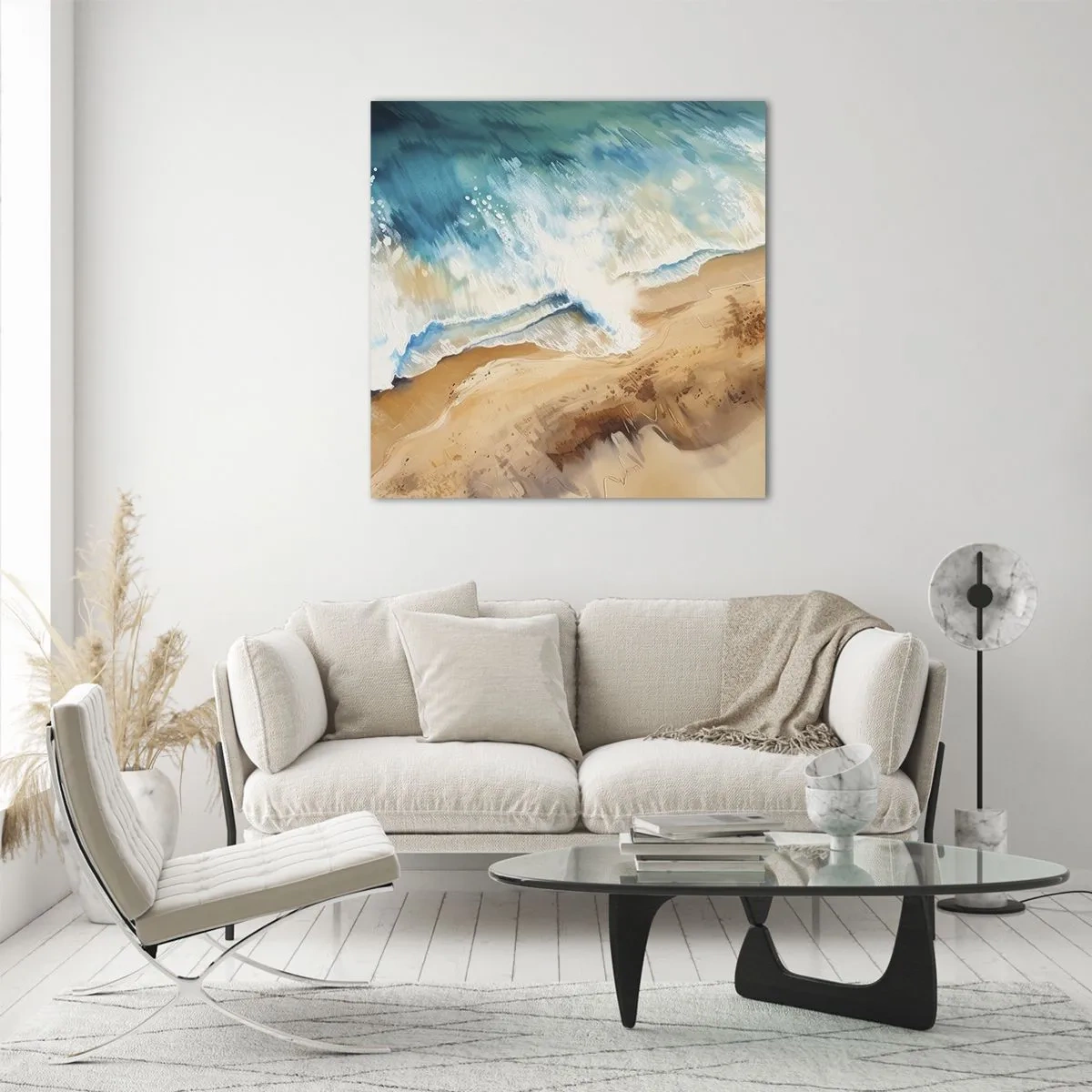 Cuadro sobre vidrio - Impresiones sobre Vidrio - Olas recurrentes - 30x30 cm