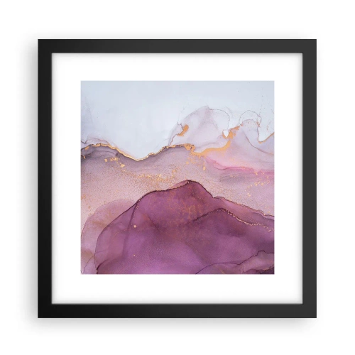 Póster en marco negro - Olas de lila y púrpura - 30x30 cm