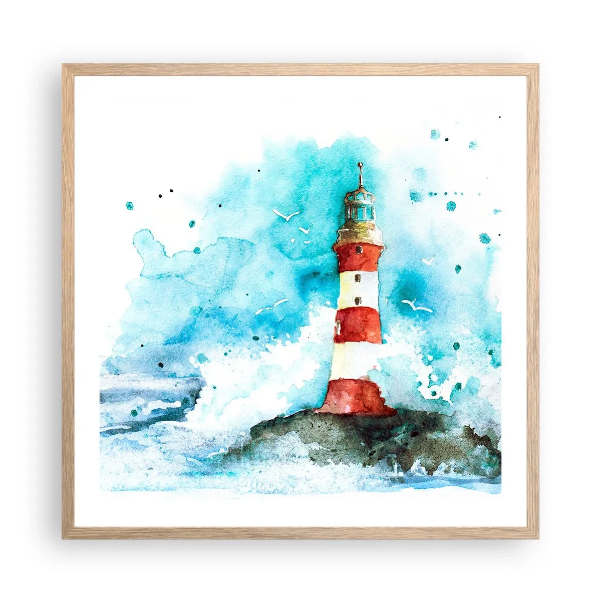 Póster en marco roble claro - La unidad de los elementos - 60x60 cm