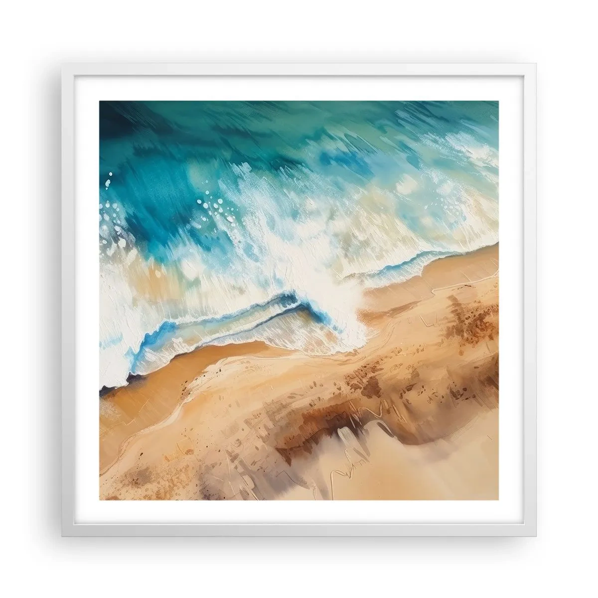 Póster en marco blanco - Olas recurrentes - 60x60 cm