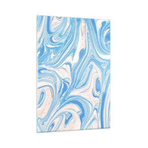 Cuadro sobre vidrio - Impresiones sobre Vidrio - Patrón abstracto en tonos turquesa y beige. - 50x70cm - Llanura de inundación turquesa - Decoración de pared moderna para salón y dormitorio ARTTOR