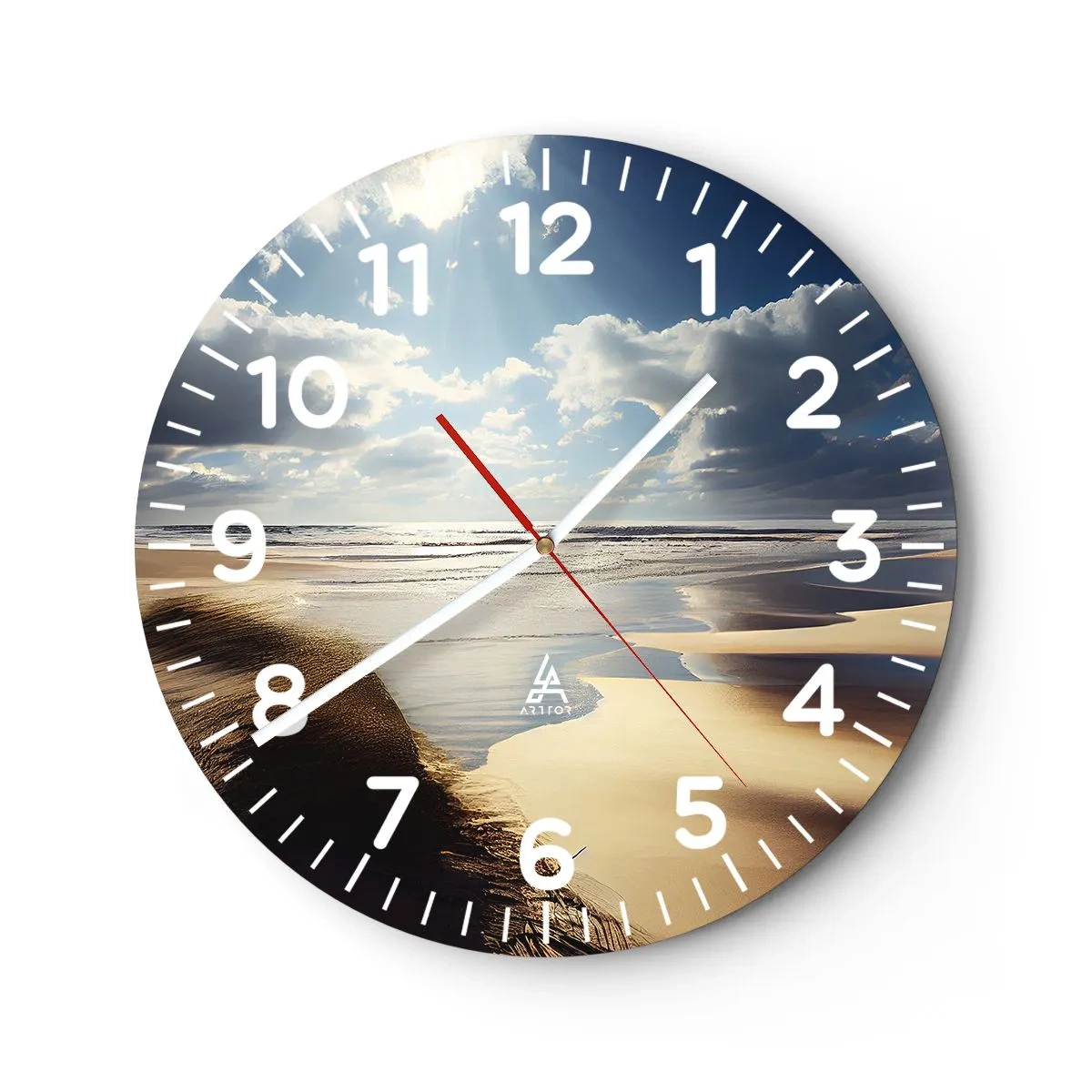 Reloj de pared - Reloj de vidrio - Playa, playa salvaje - 40x40 cm
