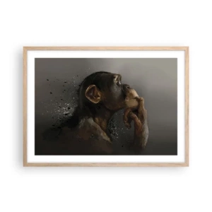 Póster en marco roble claro - La evolución del pensador - 70x50 cm