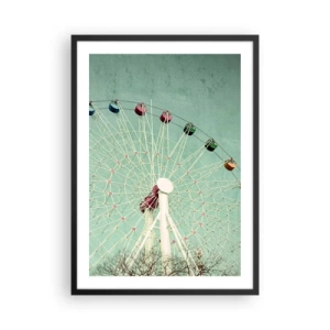 Póster en marco negro - Una noria retro contra un cielo menta - 50x70cm - Te invitamos a jugar - Decoración de pared moderna para salón y dormitorio ARTTOR