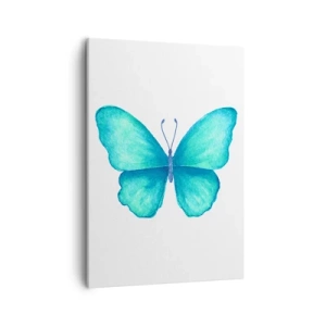 Cuadro sobre lienzo - Impresión de Imagen - Mariposa azul en estilo acuarela sobre fondo blanco - 50x70cm - Turquesa por naturaleza - Decoración de pared moderna para salón y dormitorio ARTTOR