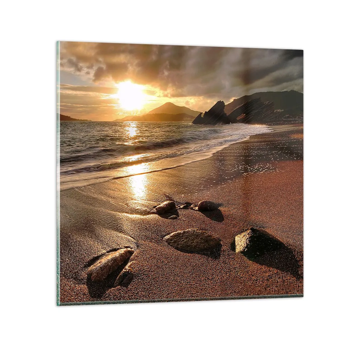 Cuadro sobre vidrio - Impresiones sobre Vidrio - Sigue el sol hacia las colinas - 30x30 cm