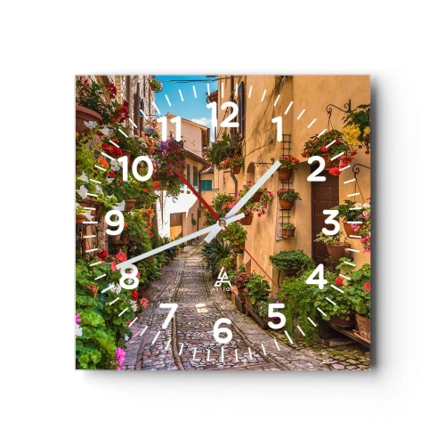 Reloj de pared - Reloj de vidrio - Callejón italiano - 30x30 cm