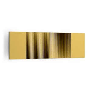 Cuadro sobre lienzo - Impresión de Imagen - Líneas negras verticales sobre un fondo amarillo - 160x50cm - Cuadrado de opuestos - Decoración de pared moderna para salón y dormitorio ARTTOR