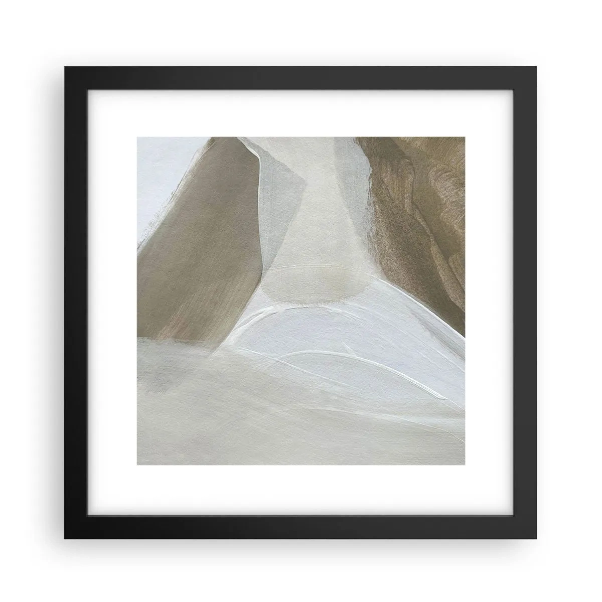Póster en marco negro - Ola de blanco - 30x30 cm