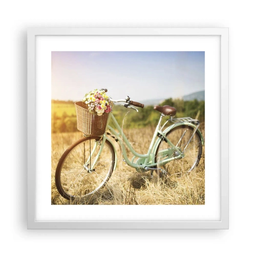 Póster en marco blanco - Me quedaré aquí un tiempo - 40x40 cm