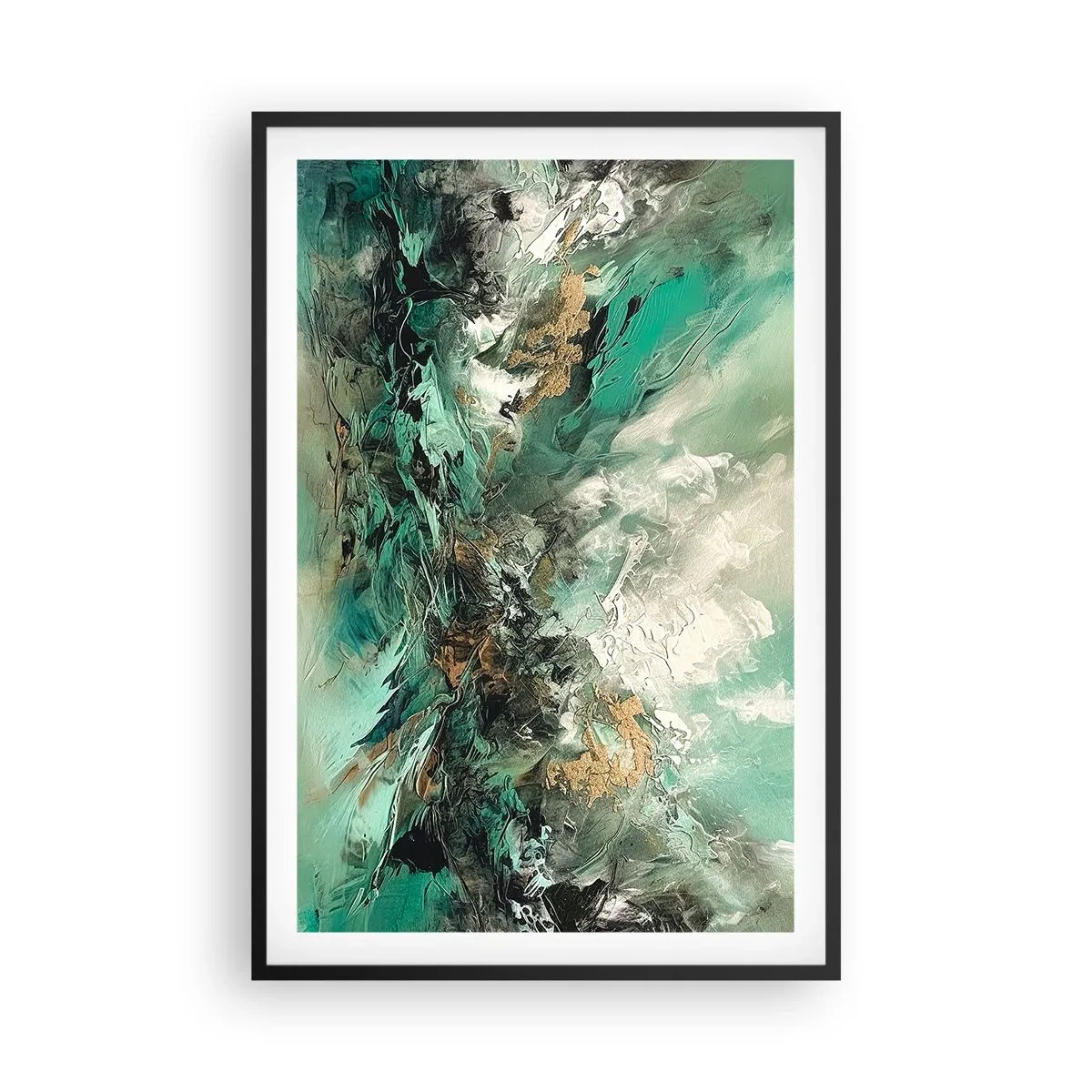 Póster en marco negro - Hervor negro esmeralda - 61x91 cm