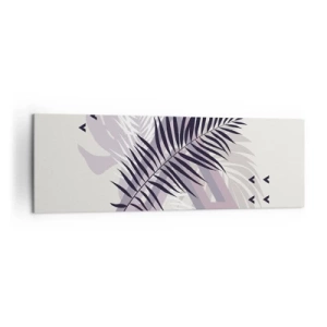 Cuadro sobre lienzo - Impresión de Imagen - Una composición minimalista con hojas y formas geométricas. - 160x50cm - La sombra de una sombra - Decoración de pared moderna para salón y dormitorio ARTTOR
