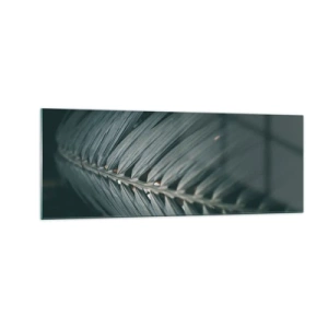 Cuadro sobre vidrio - Impresiones sobre Vidrio - Primer plano de un detalle de hoja de palma en tonos oscuros - 140x50cm - La precisión de la naturaleza - Decoración de pared moderna para salón y dormitorio ARTTOR