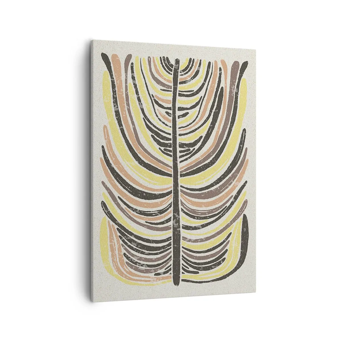 Cuadro sobre lienzo - Impresión de Imagen - Motivo abstracto de hojas en tonos tierra - 50x70cm - Abstracción vibrante - Decoración de pared moderna para salón y dormitorio ARTTOR
