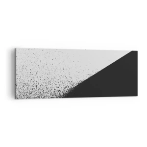 Cuadro sobre lienzo - Impresión de Imagen - Abstracción minimalista en blanco y negro con puntos dispersos. - 140x50cm - Cada vez más rápido, cada vez más alto - Decoración de pared moderna para salón y dormitorio ARTTOR