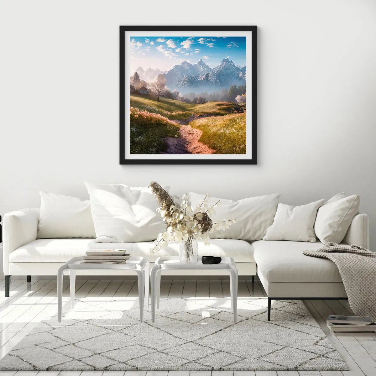 Póster en marco negro - Valle idílico - 30x30 cm