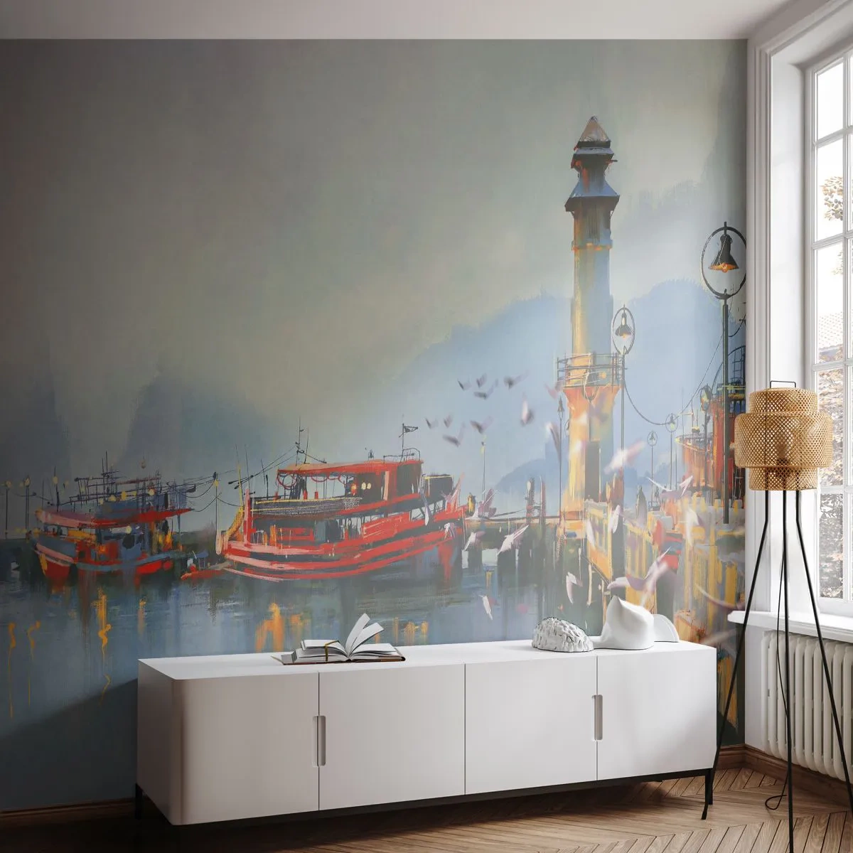 Fotomural Premium Canvas - En el fin del mundo - Paisaje, Puerto, Faro - 200x140 cm