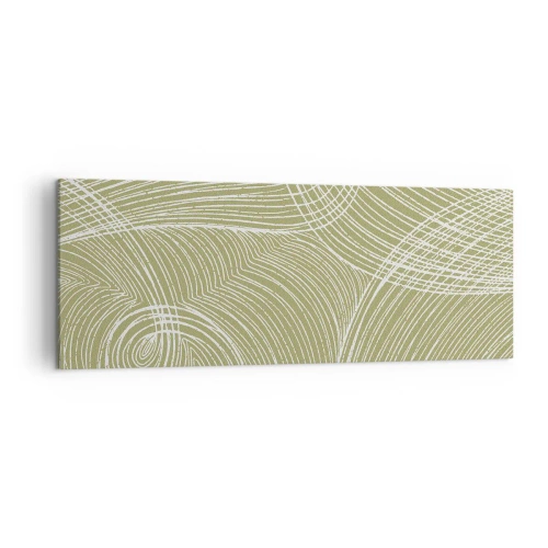 Cuadro sobre lienzo - Impresión de Imagen - Líneas verdes y blancas en una composición abstracta. - 140x50cm - Abstracción intrincada en blanco - Decoración de pared moderna para salón y dormitorio ARTTOR