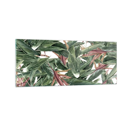 Cuadro sobre vidrio - Impresiones sobre Vidrio - Naturaleza esmeralda y lila - 100x40 cm