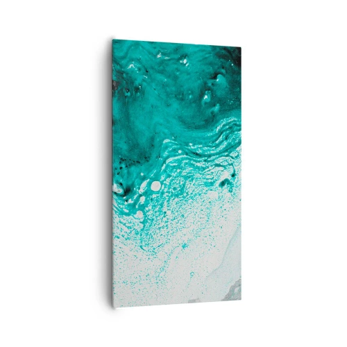 Cuadro sobre lienzo - Impresión de Imagen - Disolución en blanco y turquesa - 65x120 cm