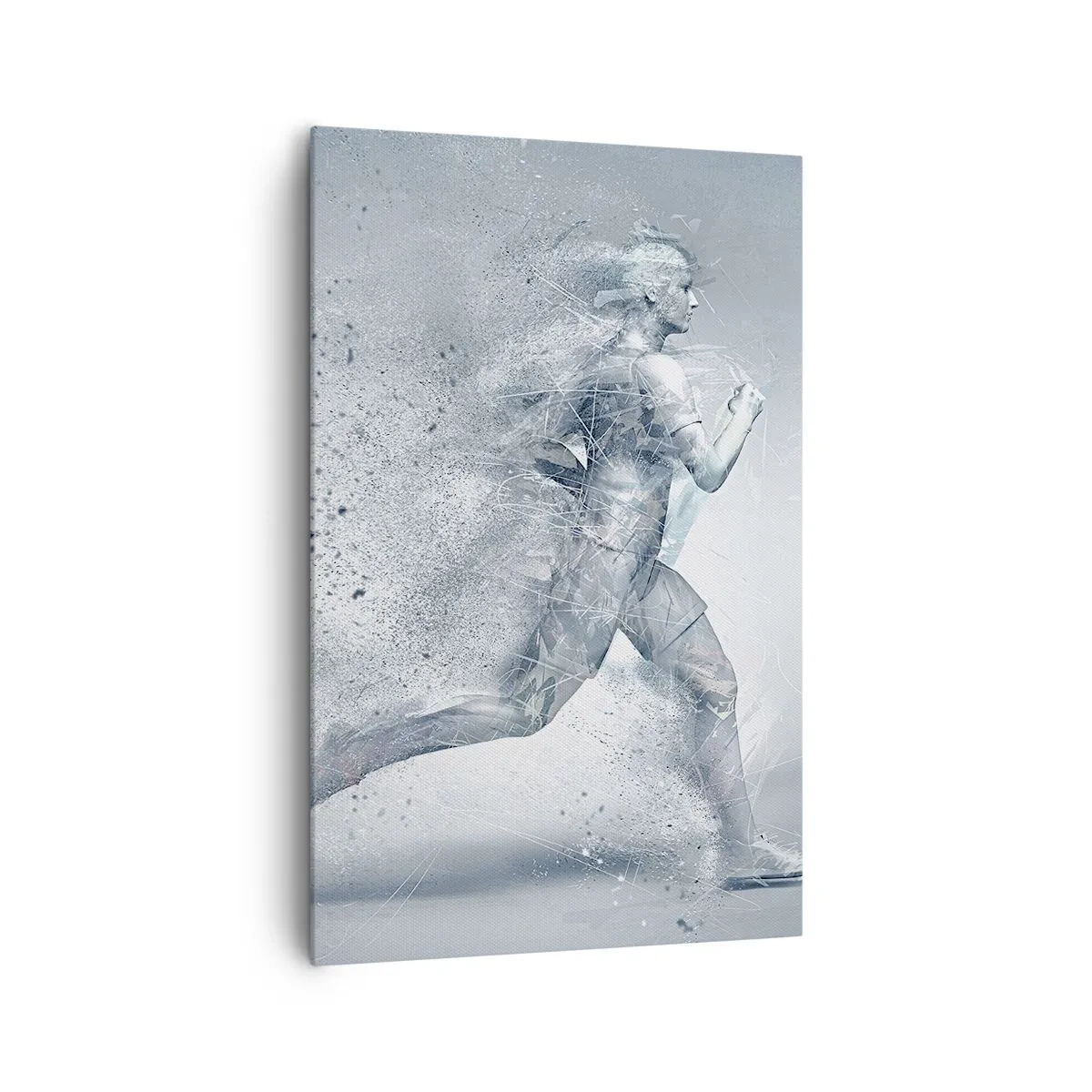 Cuadro sobre lienzo - Impresión de Imagen - Una figura dinámica corriendo en un estilo abstracto. - 80x120cm - Energía cristalina - Decoración de pared moderna para salón y dormitorio ARTTOR