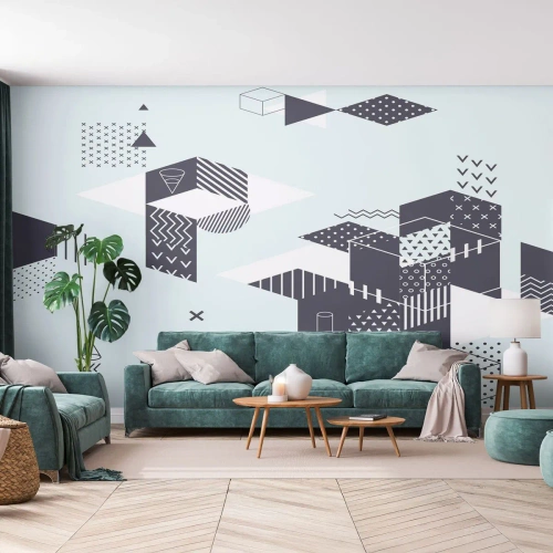 Fotomural Premium Sand - Abstracción geométrica moderna - 100x70cm - Las matemáticas en el alma - Decoración de pared moderna para salón y dormitorio ARTTOR