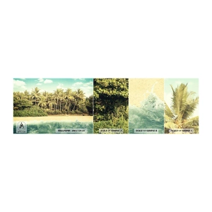 Muestra de fotomural autoadhesivo Deluxe Sticker - ¿Qué tal aquí? - Paisaje, Playa, Palmera de cocos - 100x30 cm