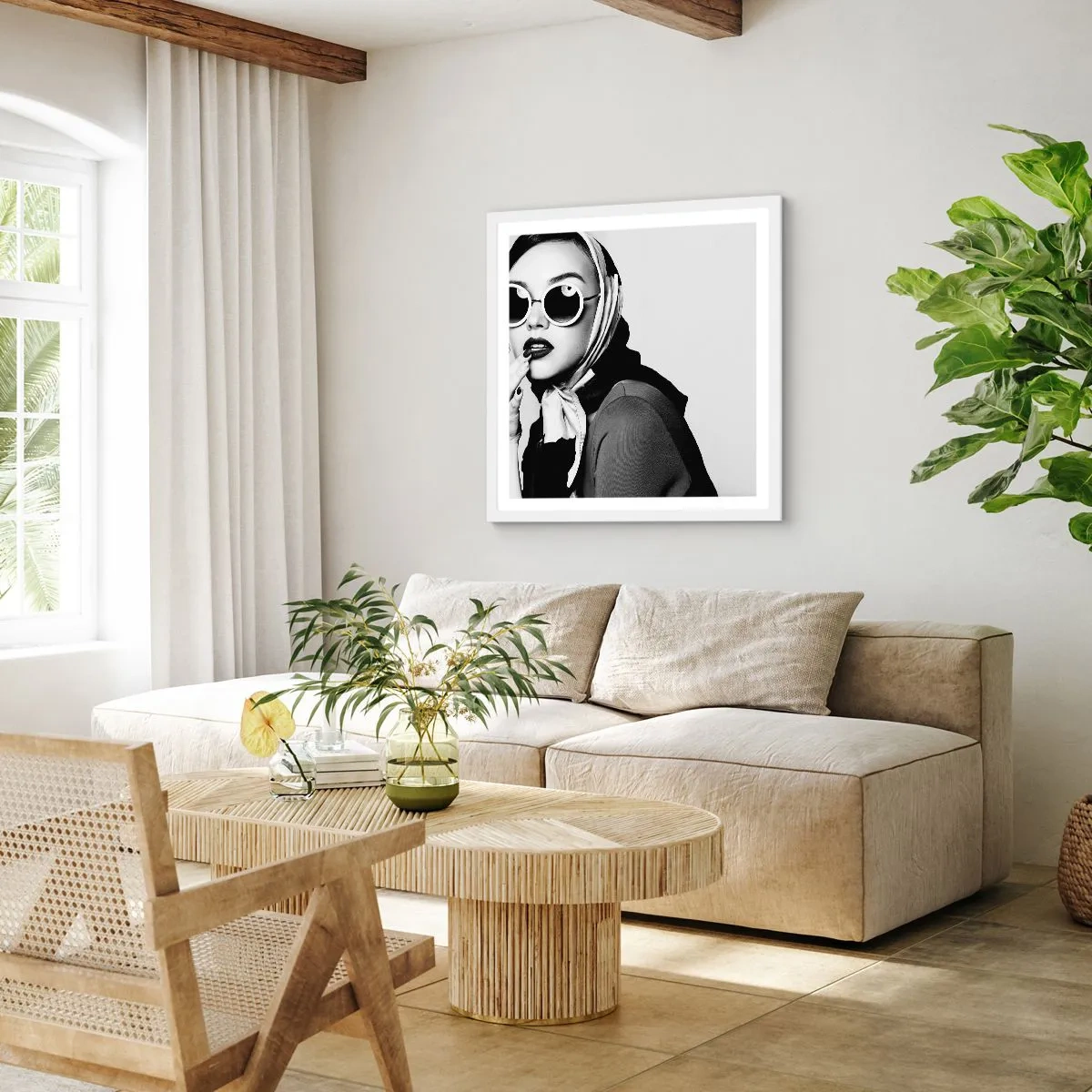 Póster en marco blanco - Saludos desde los años 60 - 40x40 cm