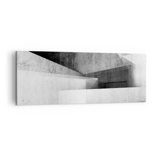 Cuadro sobre lienzo - Impresión de Imagen - Formas geométricas en una composición monocromática - 140x50cm - La estructura del espacio - Decoración de pared moderna para salón y dormitorio ARTTOR