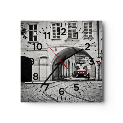 Reloj de pared - Reloj de vidrio - A través del laberinto urbano - 40x40 cm