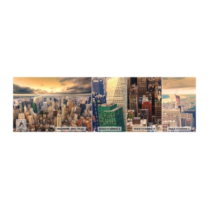 Muestra de fotomural autoadhesivo Deluxe Sticker - Metrópolis dorada - Ciudad, Nueva York, Arquitectura - 100x30 cm