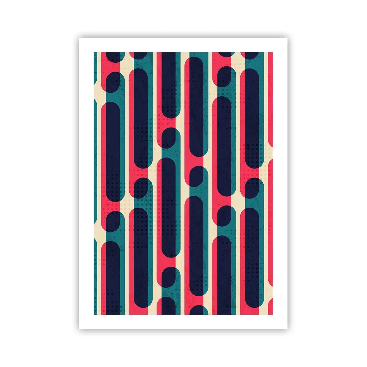 Póster - Patrón geométrico en tonos rojos y azules. - 50x70cm - Profundidad y relieve - Decoración de pared moderna para salón y dormitorio ARTTOR