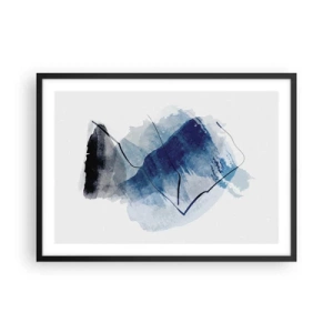 Póster en marco negro - Formas abstractas en tonos azules con líneas delicadas. - 70x50cm - Montaña helada - Decoración de pared moderna para salón y dormitorio ARTTOR