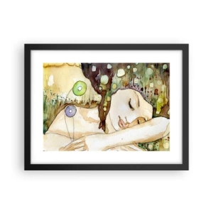 Póster en marco negro - Sueño esmeralda y violeta - 40x30 cm
