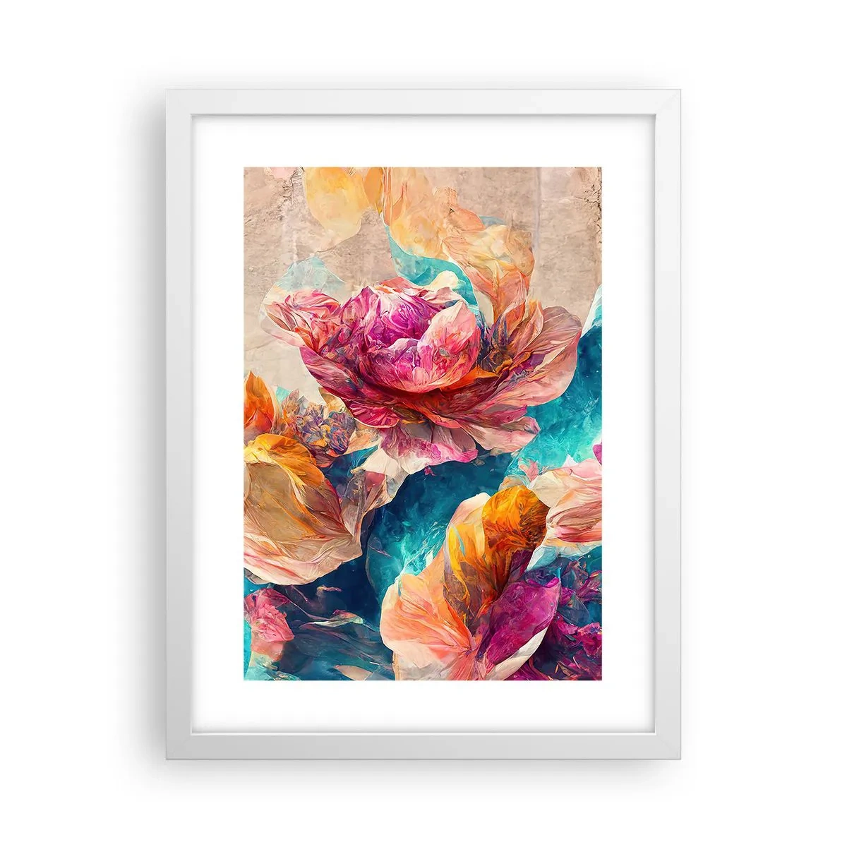 Póster en marco blanco - El colorido esplendor de un ramo - 30x40 cm