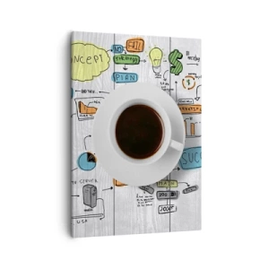 Cuadro sobre lienzo - Impresión de Imagen - Una taza de café sobre el fondo de un dibujo conceptual. - 50x70cm - Tiempo de descanso - Decoración de pared moderna para salón y dormitorio ARTTOR