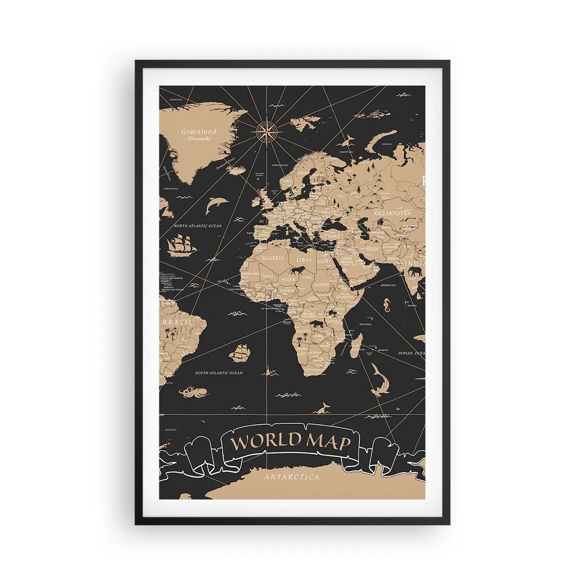 Póster en marco negro - Las fronteras de mi mundo - 61x91 cm