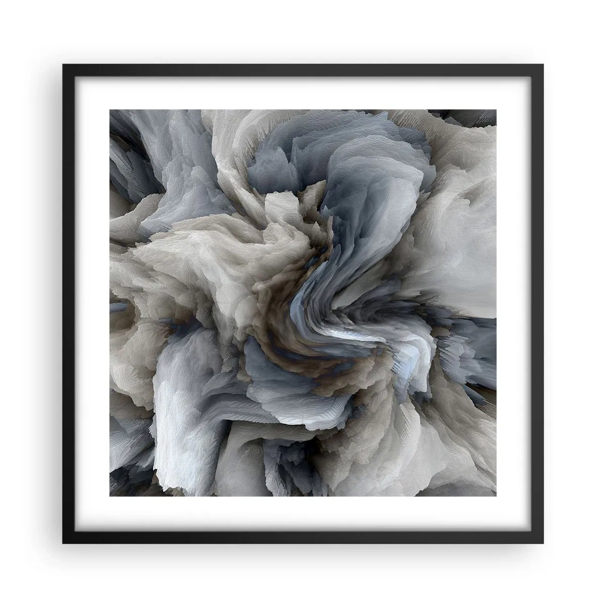 Póster en marco negro - Piedra y flor - 50x50 cm