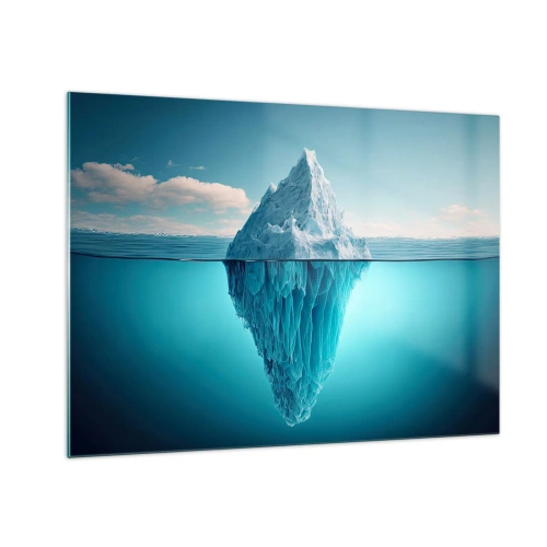 Cuadro sobre vidrio - Impresiones sobre Vidrio - Un iceberg flotando en el océano con parte del mismo visible bajo el agua. - 70x50cm - El trono de hielo - Decoración de pared moderna para salón y dormitorio ARTTOR