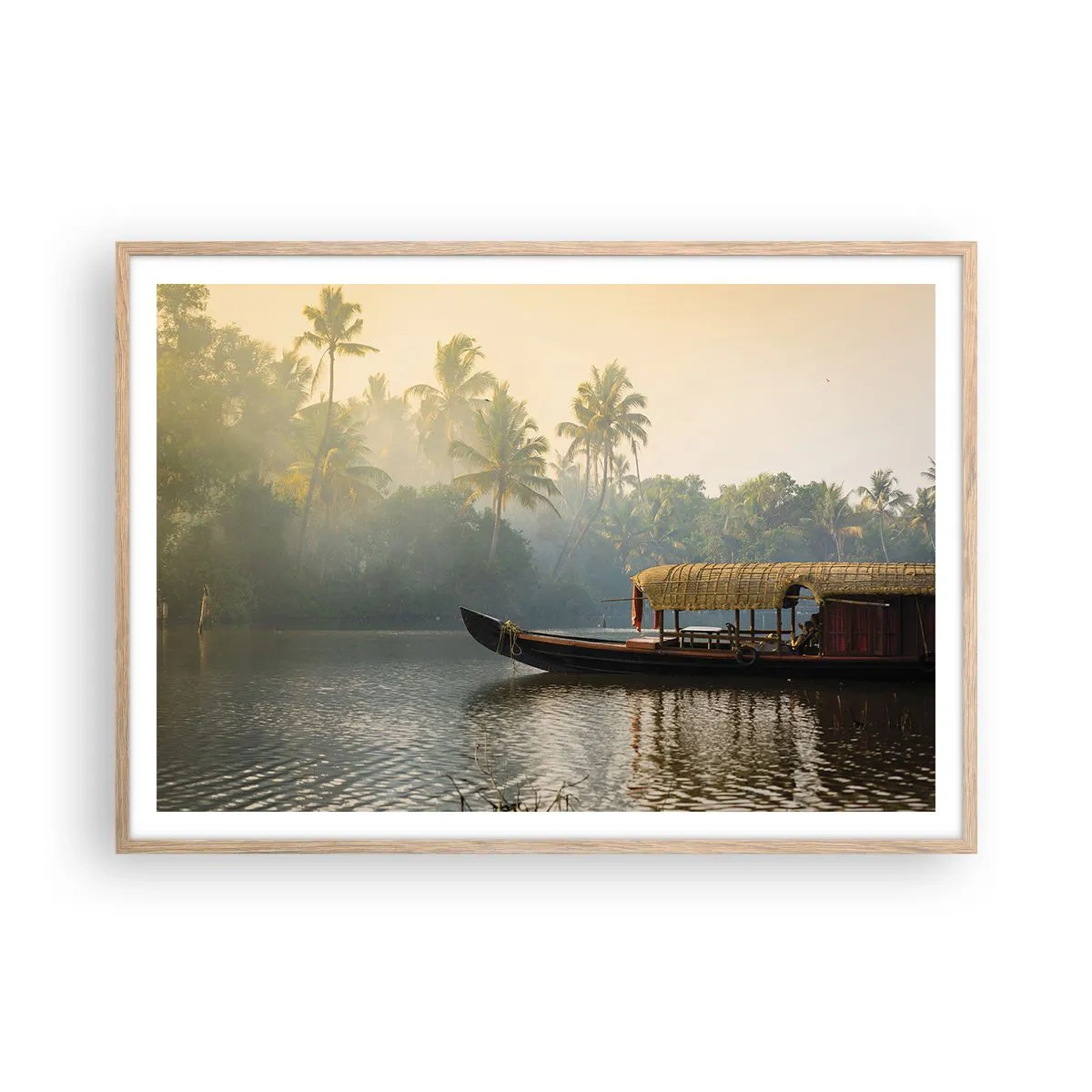 Póster en marco roble claro - Casa en el río - 100x70 cm