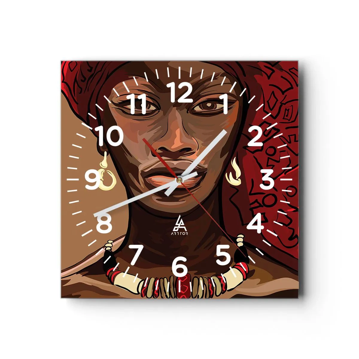 Reloj de pared - Reloj de vidrio - Venus de ébano - 40x40 cm