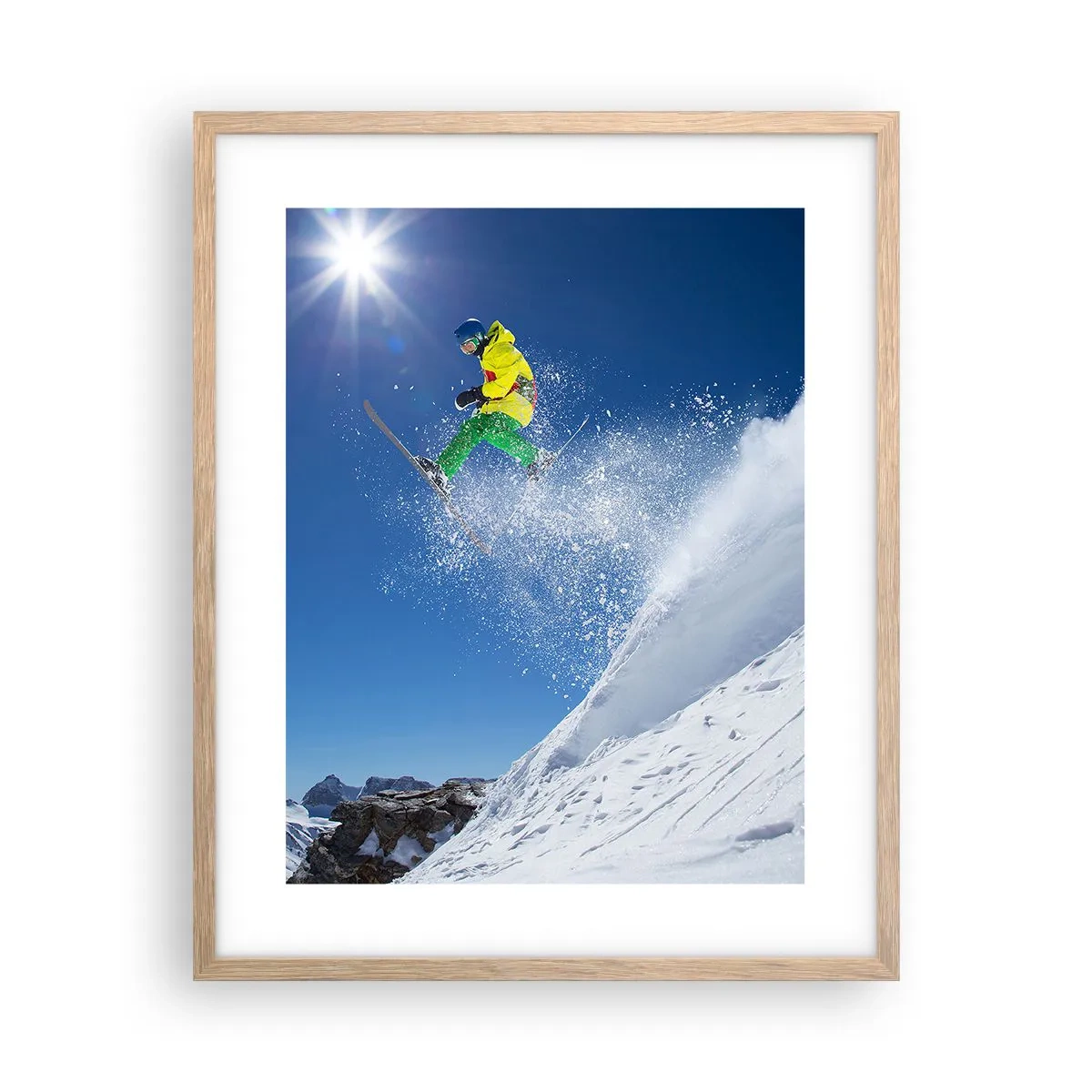 Póster en marco roble claro - Bailando con las montañas - 40x50 cm