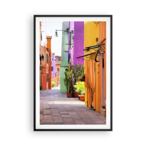Póster en marco negro - El callejón arco iris - 61x91 cm