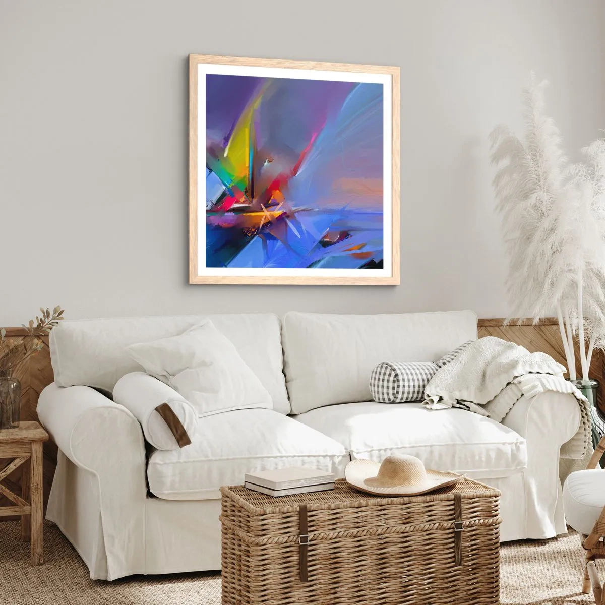 Póster en marco roble claro - Como un pájaro - 50x50 cm