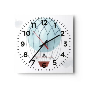 Reloj de pared - Reloj de vidrio - Acariciando las nubes - 30x30 cm