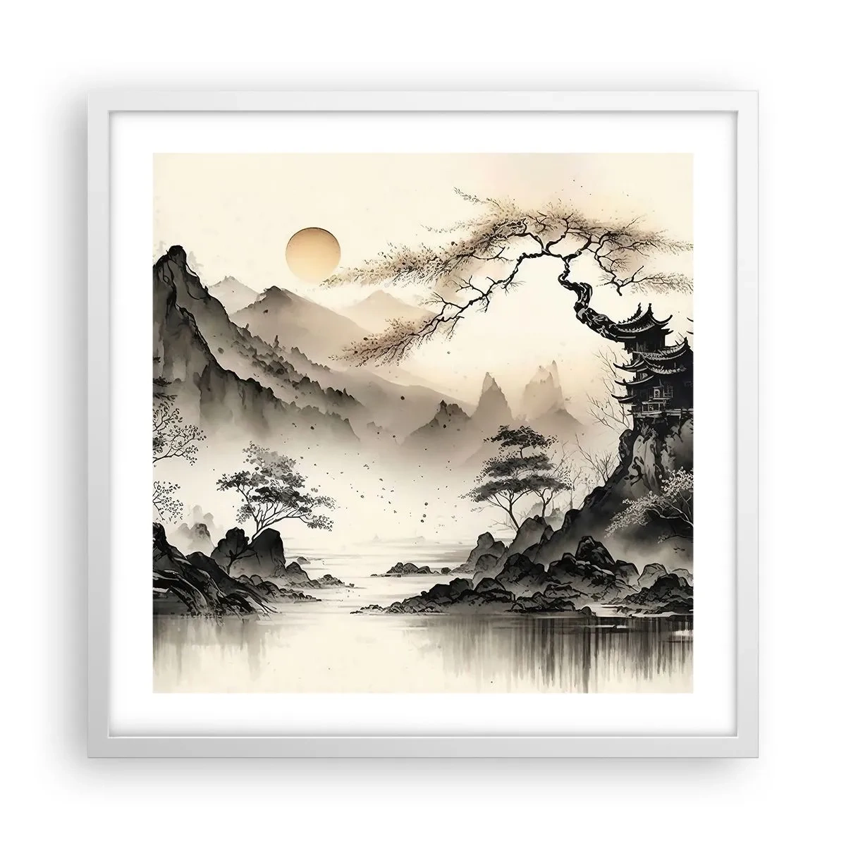 Póster en marco blanco - El encanto único de Oriente - 50x50 cm