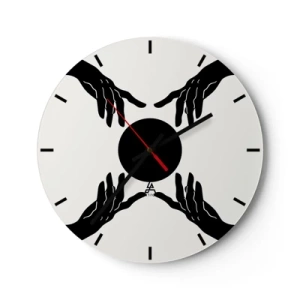 Reloj de pared - Reloj de vidrio - Manos negras rodeando un círculo oscuro sobre un fondo claro - 30x30cm - Una señal secreta - Decoración de pared moderna para salón, cocina y dormitorio ARTTOR