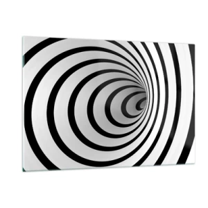 Cuadro sobre vidrio - Impresiones sobre Vidrio - Patrón espiral abstracto en blanco y negro - 120x80cm - ¿Tampoco puedes resistirte? - Decoración de pared moderna para salón y dormitorio ARTTOR