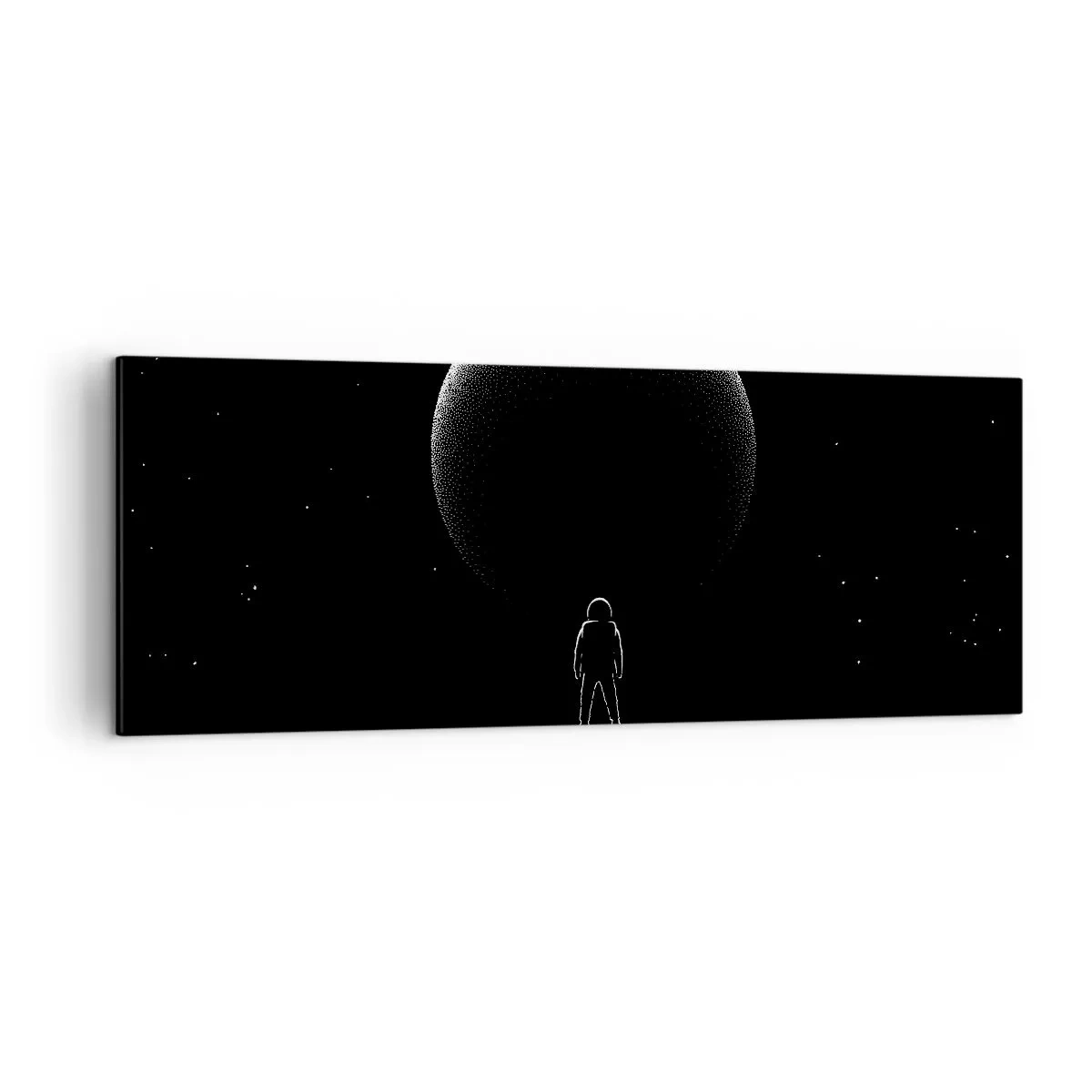 Cuadro sobre lienzo - Impresión de Imagen - Un astronauta con el telón de fondo de un gran planeta en el espacio exterior. - 140x50cm - Cara a cara - Decoración de pared moderna para salón y dormitorio ARTTOR